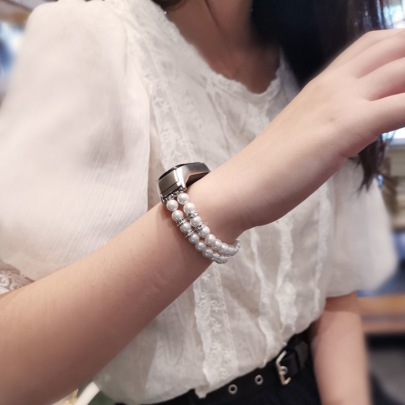 Dây Đeo Tay Thay Thế Đính Ngọc Trai Giả Hai Hàng Cho Xiaomi Band 3/4/5/6/7 Xiaomi Mi Band 5 Xiaomi 4 3