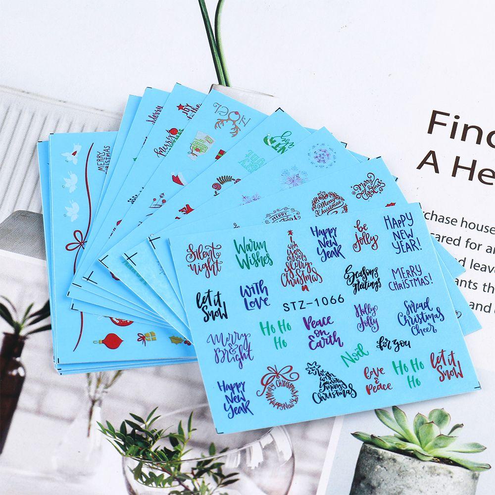 Set 16 Hình Xăm Dán Móng Tay Họa Tiết Cây Thông Giáng Sinh Màu Đen Độc Đáo
