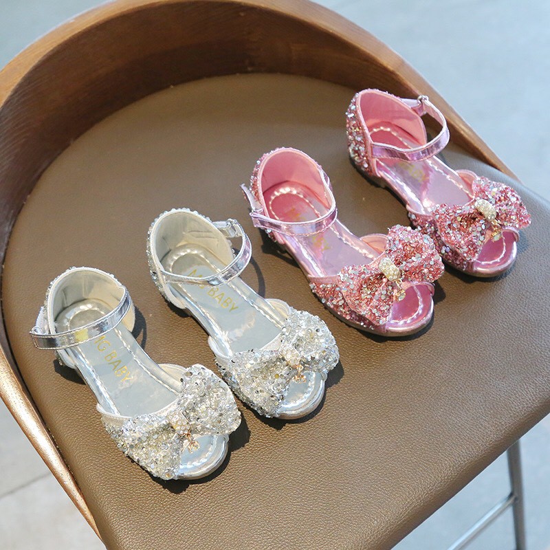 Giày búp bê cho bé gái hở ngón nơ nhỏ xinh xắn MG Baby từ 3 -12 tuổi v937 (ảnh thật)