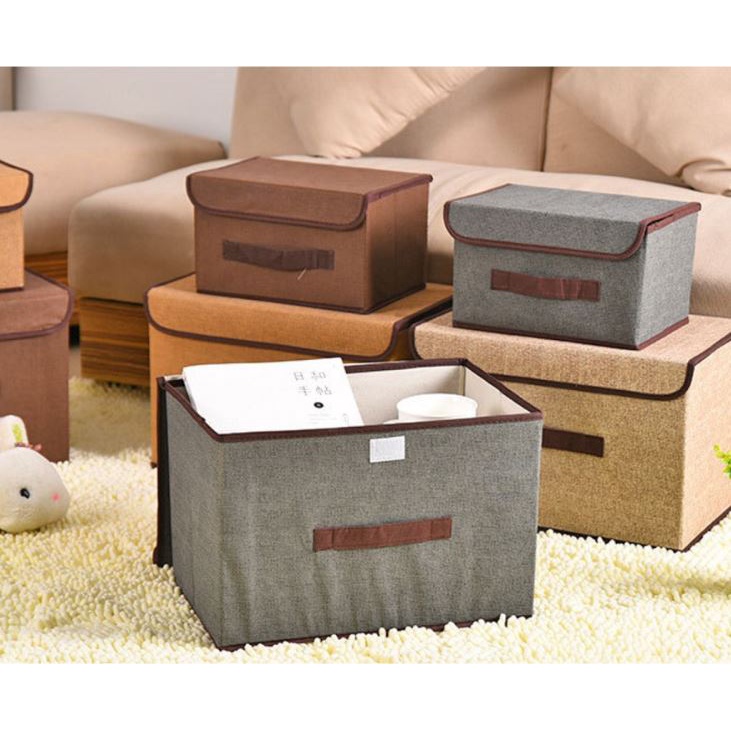 Bộ 2 Túi Vải Đựng Đồ Dạng Hộp Khung Cứng ( Ngẫu Nhiên Màu)