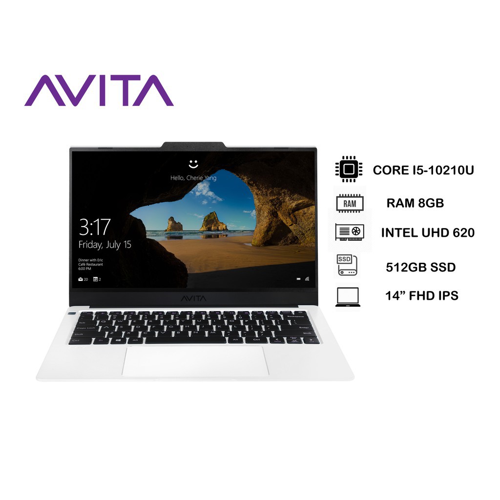 Laptop AVITA LIBER V14–Màu Trắng Pearl White–Intel Core I5-10210U/RAM 8GB/ SSD 512GB/ Win 10 Home/Bảo Hành 24 Tháng | BigBuy360 - bigbuy360.vn