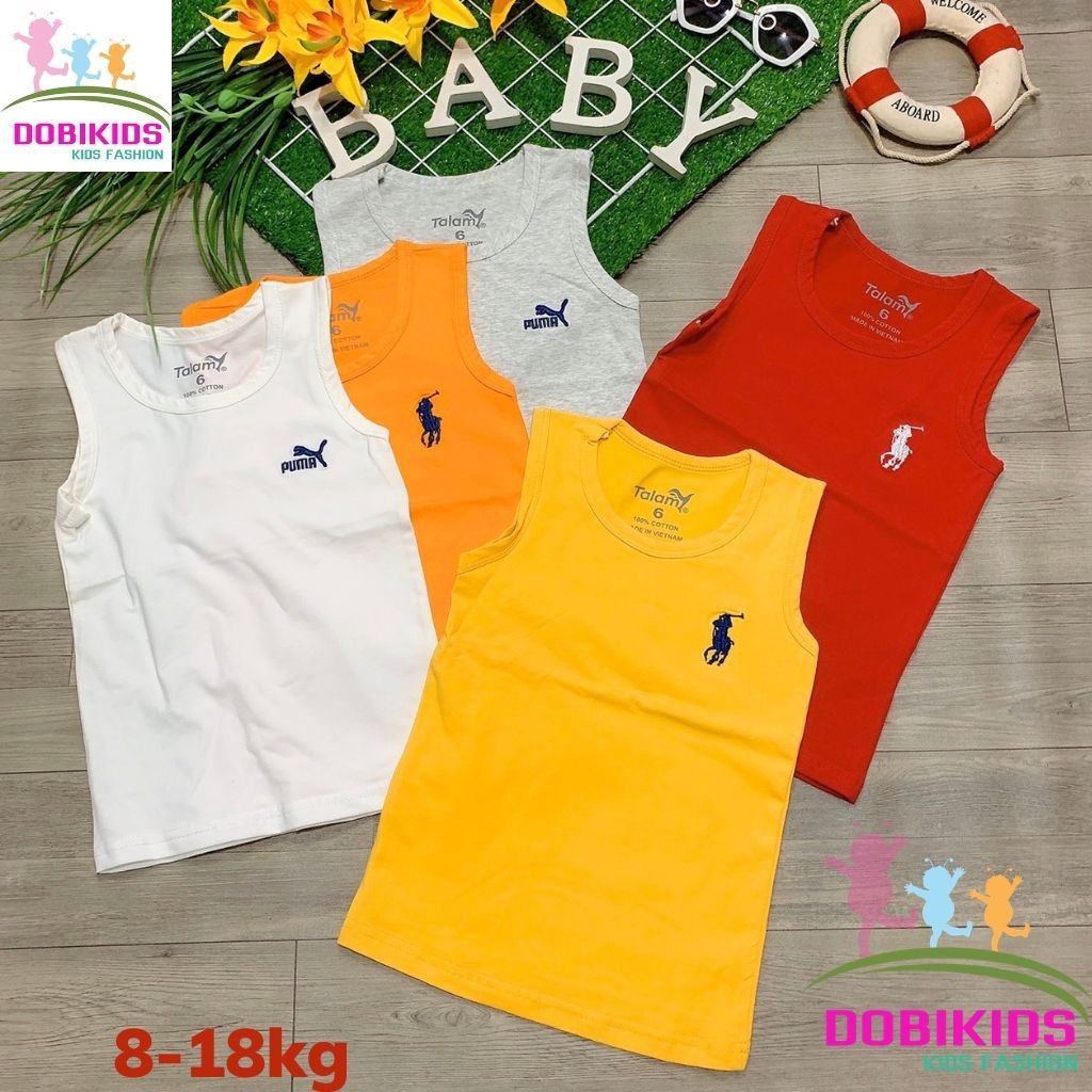 Áo Ba Lỗ Bé Trai [SHOP SALE] Thun Cotton 4 Chiều Đẹp Logo Thêu 7-18kg