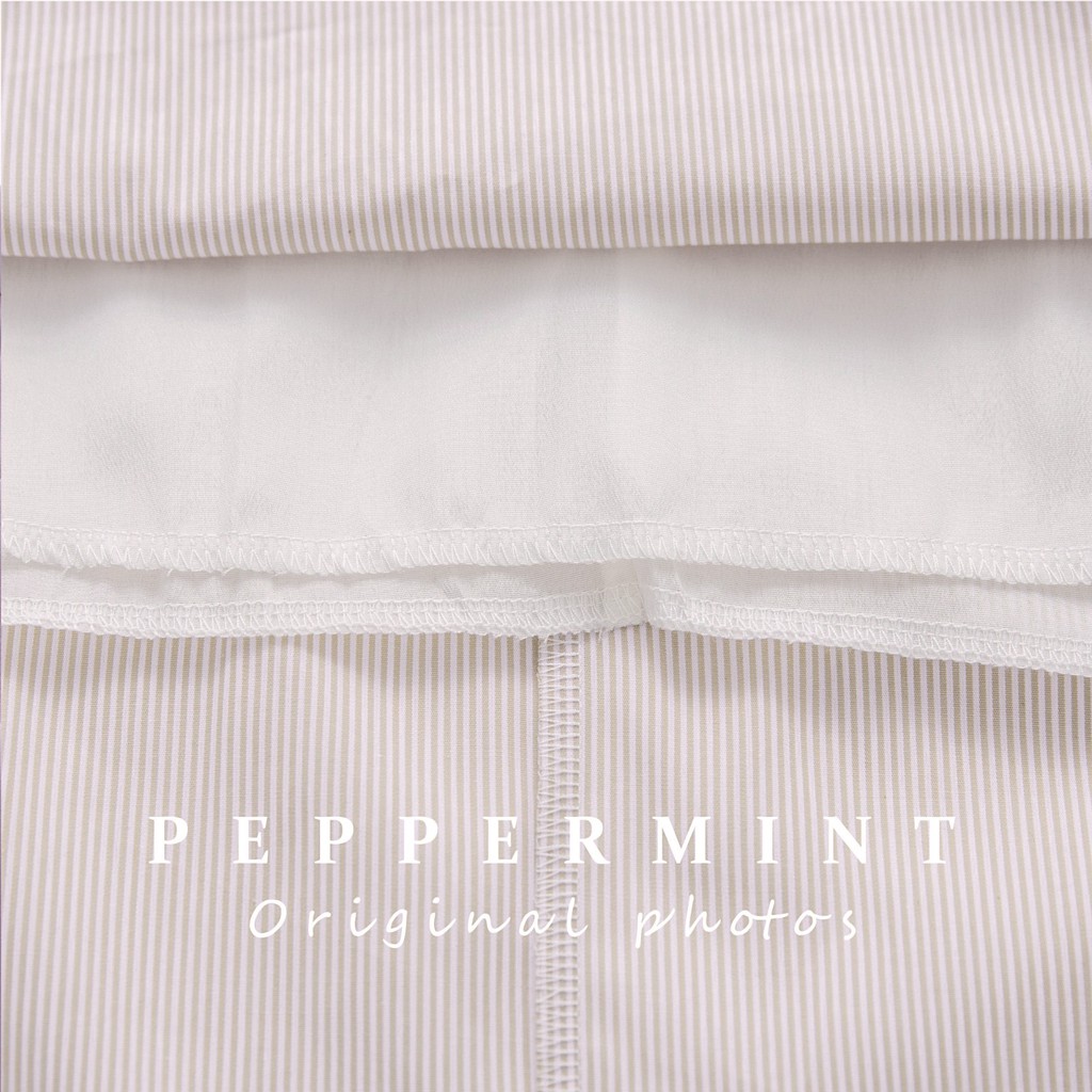 Đầm midi ngắn tay kẻ sọc cổ cao thanh lịch nữ tính 36241