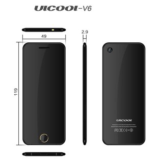 Điện thoại  UICOOL  mini siêu mỏng 2 sim  V6 tràn viền 