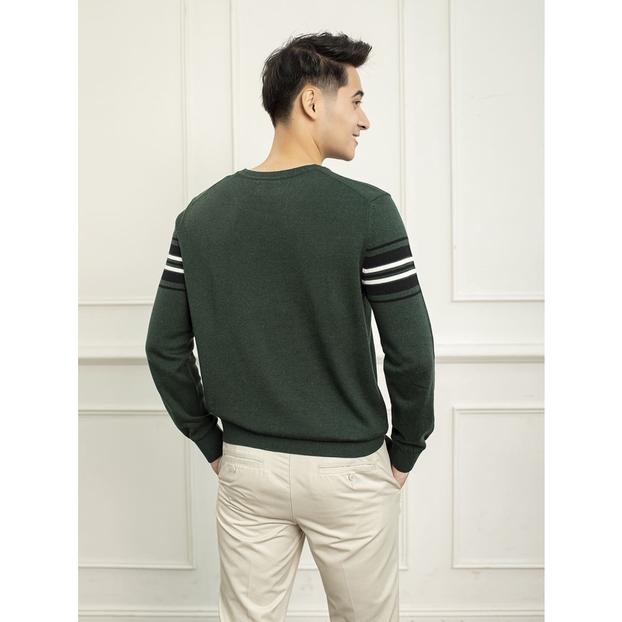 Áo len nam ARISTINO cổ tròn, họa tiết kẻ ngang, nhẹ , ấm AWO001W9 3 màu