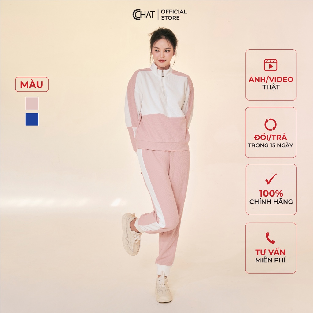 Bộ Thể Thao Nữ 𝐂𝐂𝐇𝐀𝐓 Phối Màu Basic Phong Cách Trẻ Trung Năng Động 22DDX8004GT