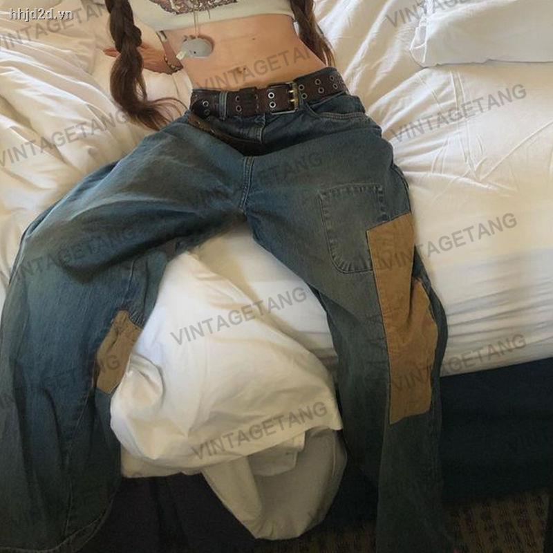 Quần Jean Ống Rộng Lưng Cao Phong Cách Mỹ Cổ Điển Thời Trang Cho Nữ