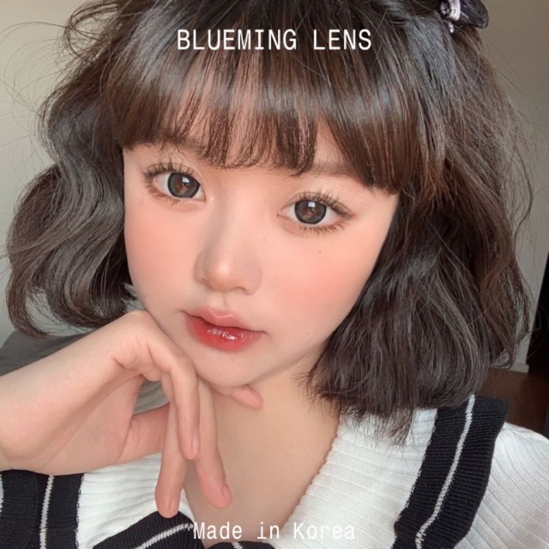 Lens mắt viền mỏng kính áp tròng màu xám đen chì tự nhiên giúp mắt to tròn size L giãn to 14.5mm