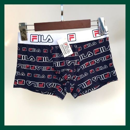Quần lót nam boxer họa tiết, quần sịp nam dáng đùi vải thun mềm mát FILA02A