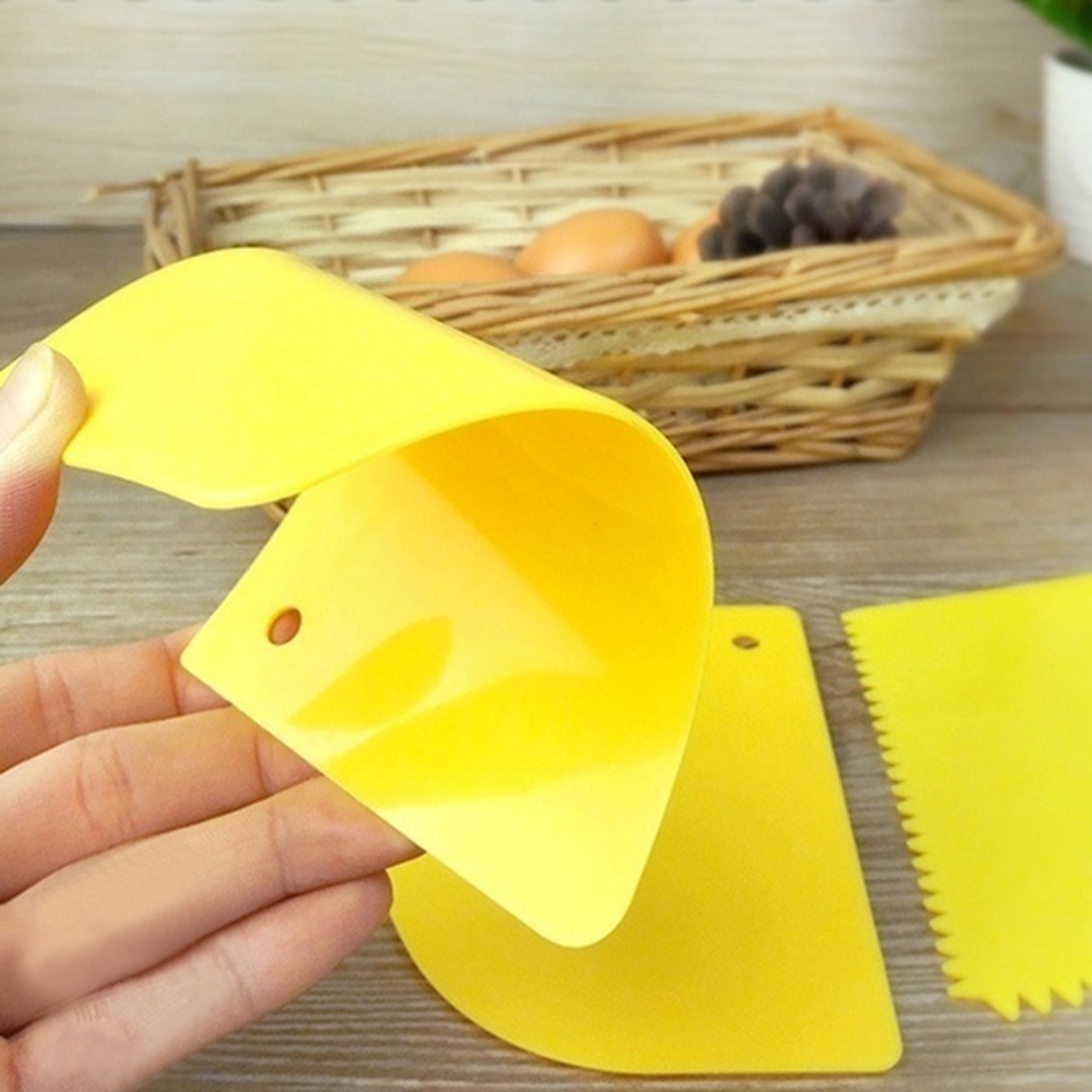 ANEMONE 3Pcs/Set Plastic Jagged Edge Smooth Dough Cutter Scraper