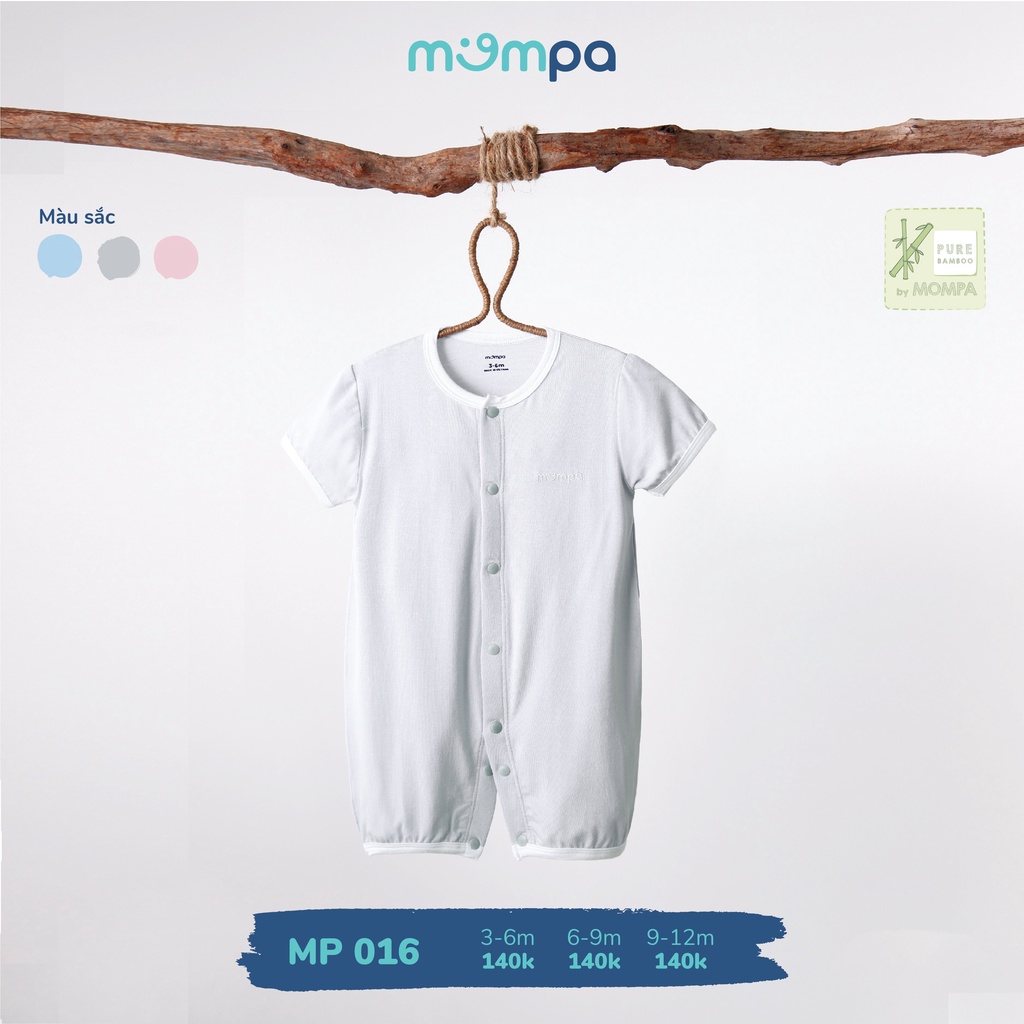 Bộ body liền thân cho bé từ 6-12M thương hiệu Mompa chất sợi tre mềm mại