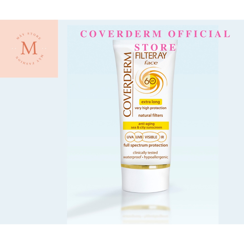 Kem chống nắng thoa 1 lần duy nhất trong ngày phổ rộng ngăn chặn 4 tia COVERDERM FILTERAY FACE SPF 60 50ML
