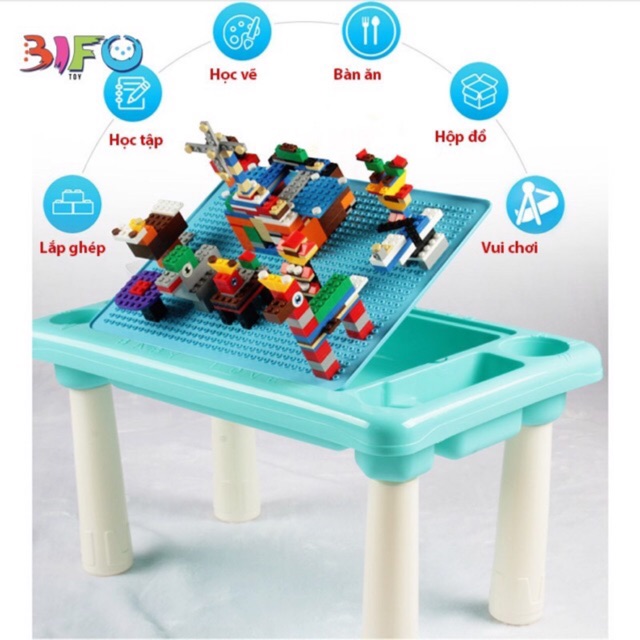 [CAO CẤP]  BÀN+GHẾ] Đồ chơi xếp hình lắp ráp LEGO kèm bàn cho bé