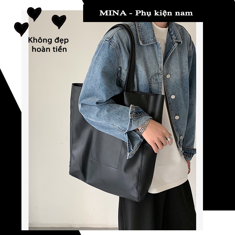 Túi Tote Nam Nữ da bò totte cầm tay công sở đi làm, học, chơi thời trang cặp unisex Hàn Quốc đựng laptop, a4, sách MINA