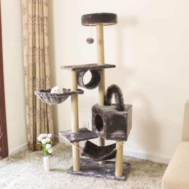 Doremiu- Trụ mèo leo trèo 4 tầng Nhà cây cho mèo lớn cao 1,6m cat tree dụng cụ cào móng