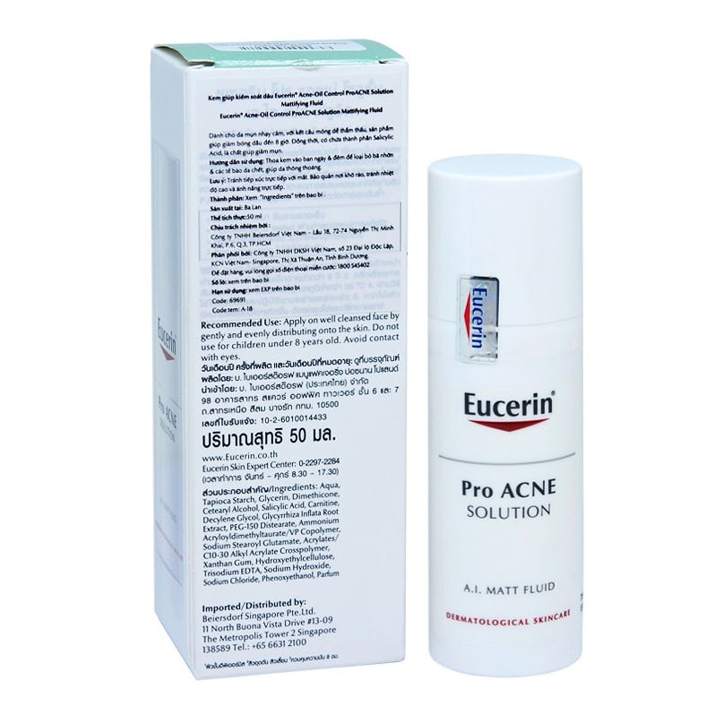 [CHÍNH HÃNG CÓ TEM] EUCERIN Pro Acne Solution A.I Matt Fluid 50mL - Kem Dưỡng Ẩm, Kiểm Soát Nhờn, Ngừa Mụn.