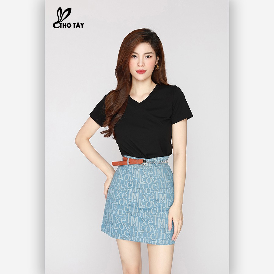 Chân váy jean chữ kèm nịt THỎ TÂY CV265B619 | BigBuy360 - bigbuy360.vn