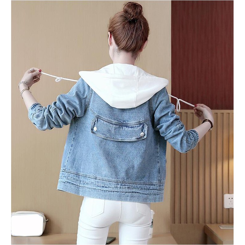 Áo Khoác Jean Nữ Nón Trùm Thời trang