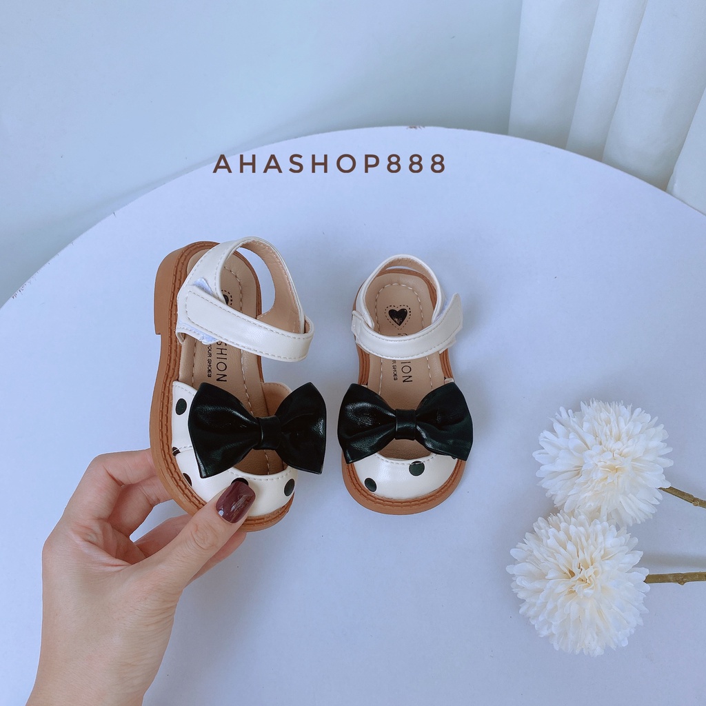 Giày Búp Bê Chấm Bi Đính Nơ Cut Out Thoáng Chân Cho Bé Gái 1-4 Tuổi K135