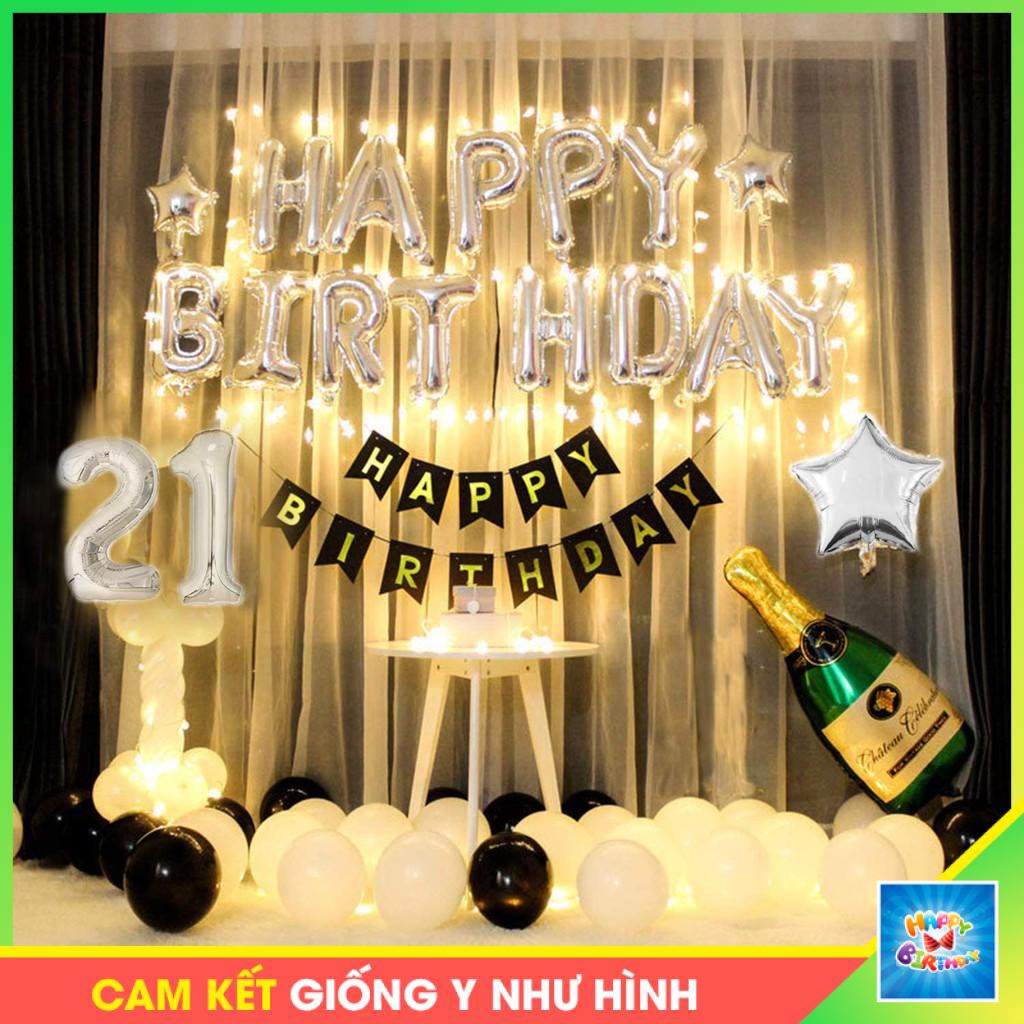 Set trang trí sinh nhật kèm đèn Led đơn giản đẹp cho người lớn #TrangTriSinhNhat
