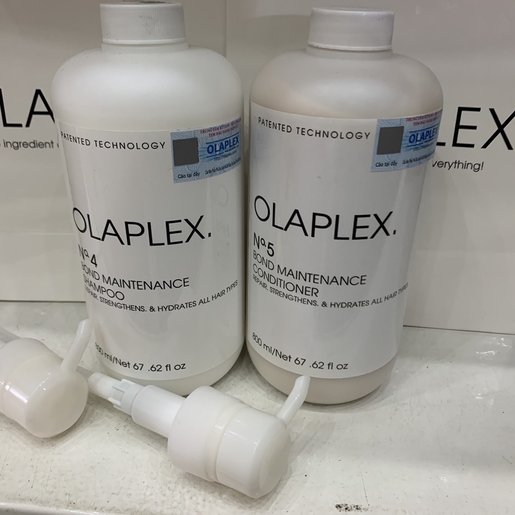 Cặp Dầu Gội + Xả 800ml cho tóc hư tổn, khô xơ OLAPLEX No4 &amp; No5