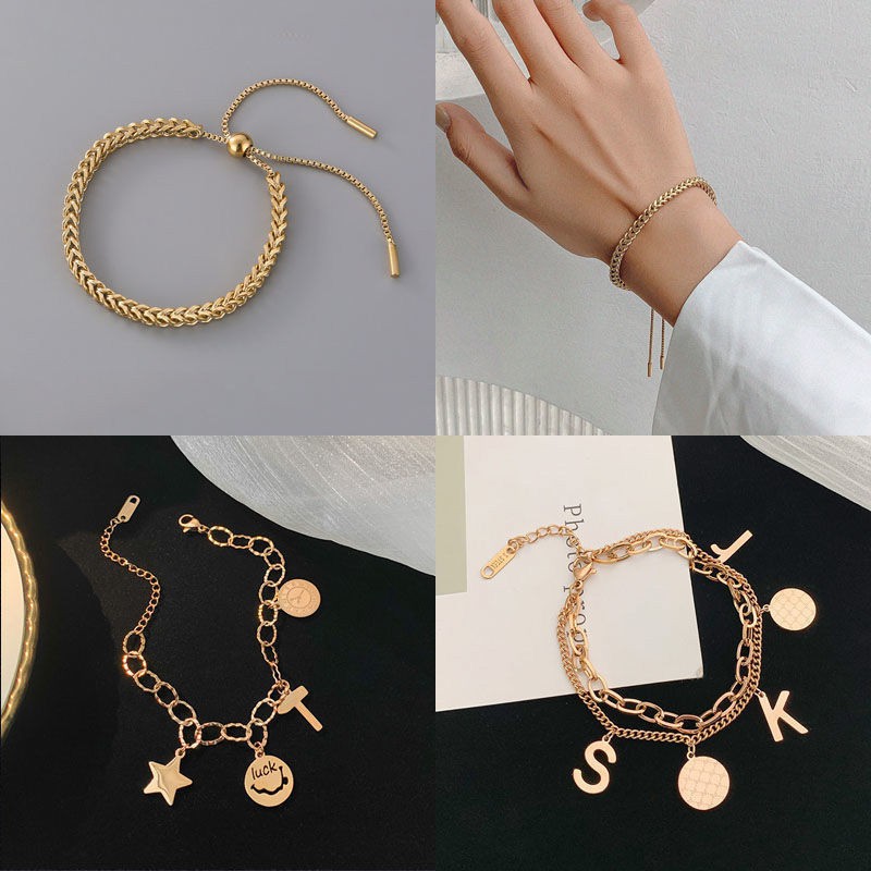 ✚Vòng Tay Vỏ Sò Đôi Bằng Thép Titan Không Phai Màu Cho Nữ