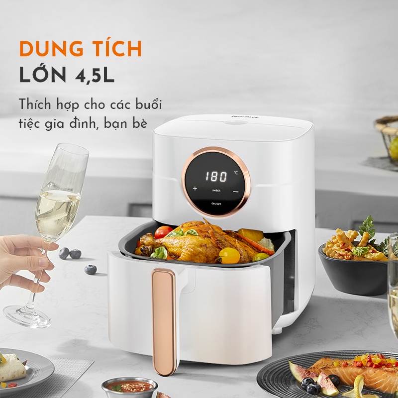 Nồi chiên không dầu GAABOR GA-E45A02 dung tích 4.5L - Thép không gỉ - Giá rẻ - Hàng chính hãng