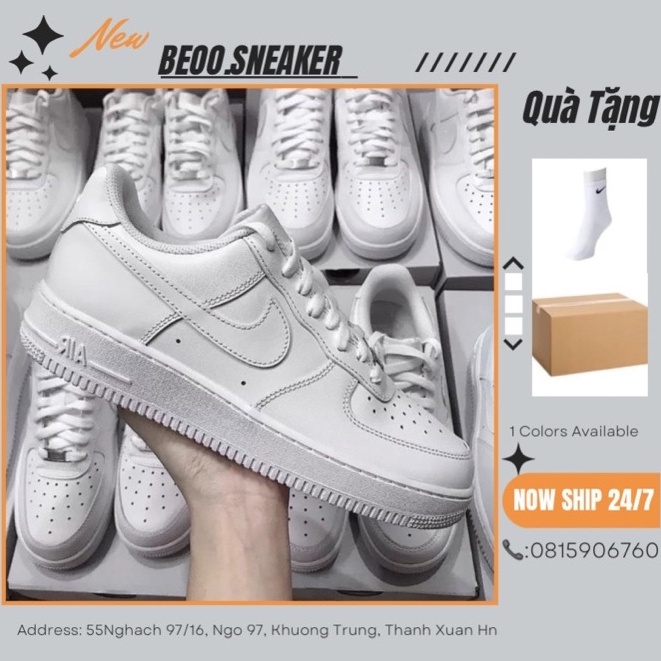 Giày nike air force 1, af1 all white đế air Tặng Box bảo vệ, hỗ trợ đổi size.