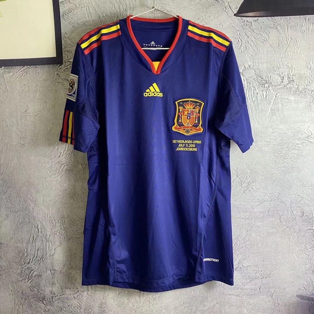 Áo Thun Bóng Đá Tay Ngắn Phong Cách Vintage Tây Ban Nha 2010 Size s-2xl