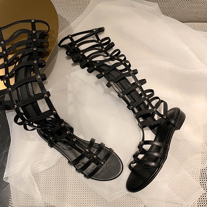[Sẵn từ 35-39] Giày sandal chiến binh ngang gối đế bệt cao cấp FULLBOX chính hãng C01