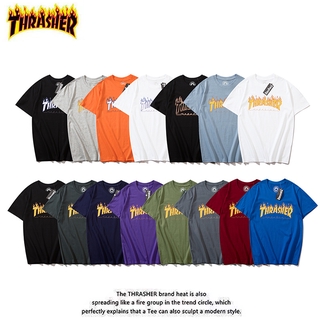 Áo Thun Tay Ngắn Cổ Tròn In Chữ Thrasher Chất Liệu Cotton # H01