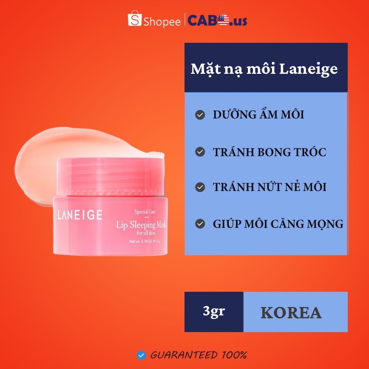 Son Dưỡng Môi Laneige Mặt Nạ Ngủ Môi Sáp Dưỡng Ẩm Tẩy Da Chết Ủ Dưỡng Môi Lip Sleeping Mask Berry mini