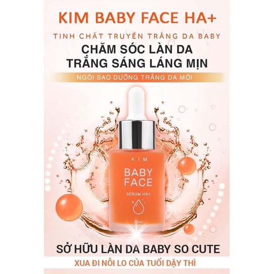 SERUM KIM BABY FACE HA+  TINH CHẤT TRUYỀN TRẮNG KIM BABY FACE HA