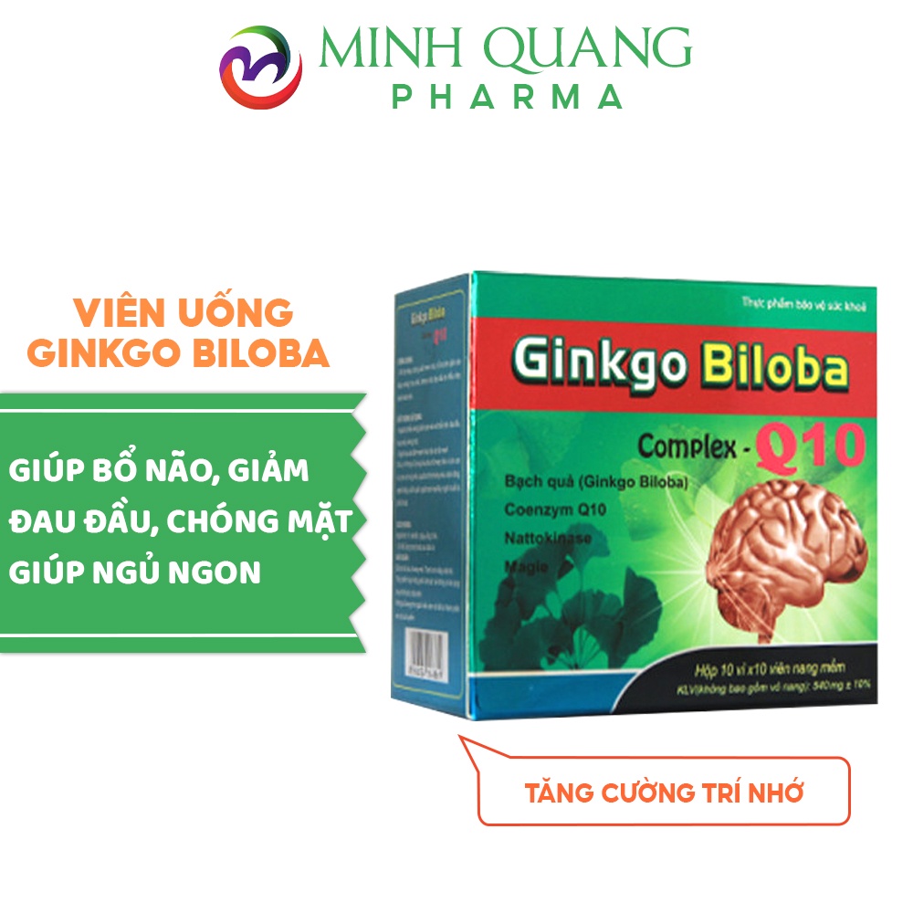 Hoạt huyết dưỡng não GINKGO BILOBA COMPLEX Q10 tăng cường trí nhớ, cải thiện mất ngủ hộp 100 viên