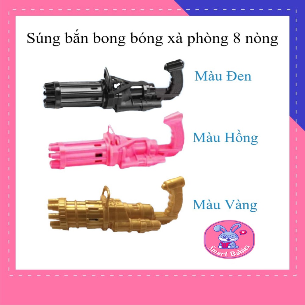 Súng bắn bong bóng xà phòng 8 nòng siêu mạnh, Súng máy thổi bong bóng đồ chơi cho bé