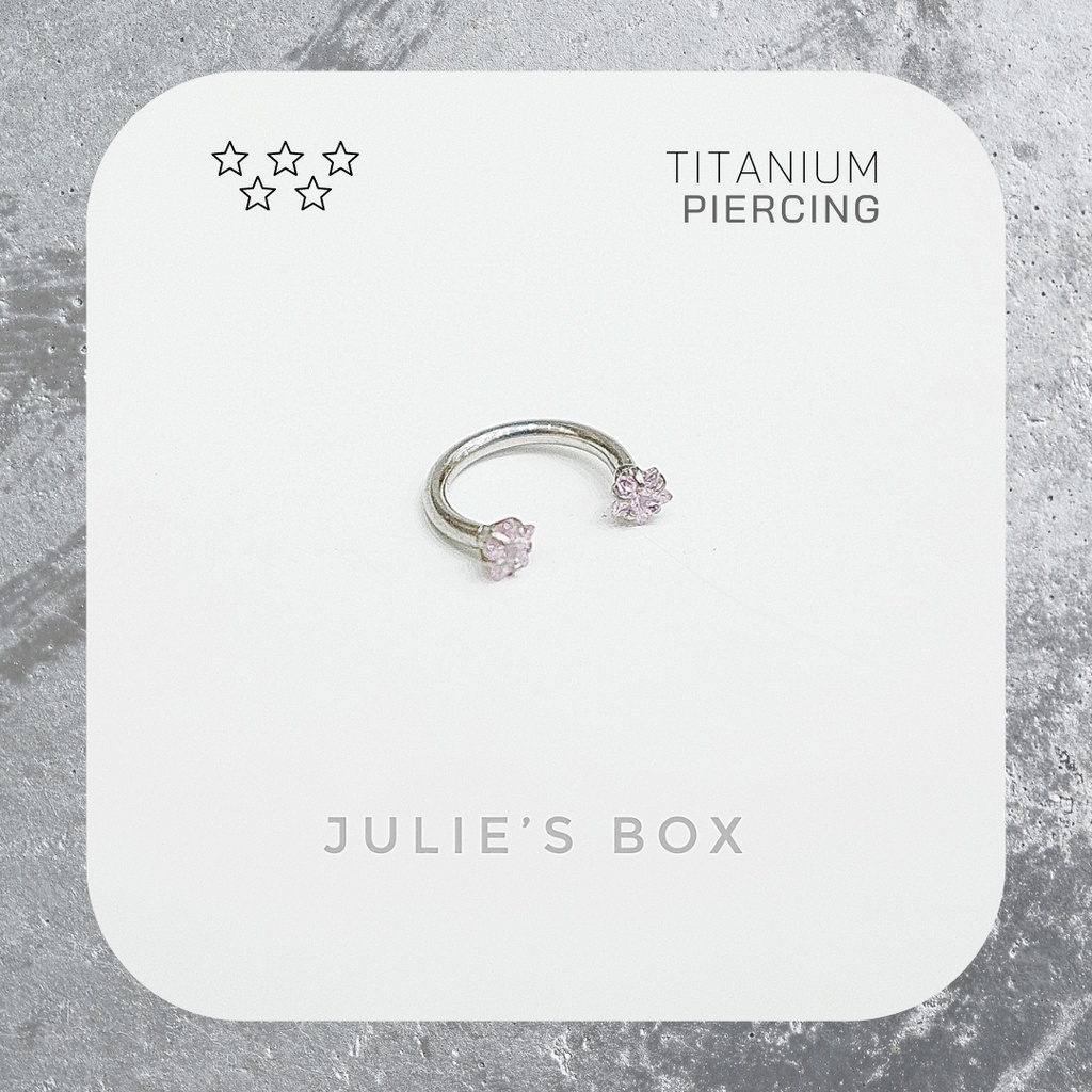 [1 Chiếc] Khuyên Tai Bông Tai Chữ U 2 Đầu Đá Ngôi Sao Màu Hồng Thép Y Tế Titan Thép Không Gỉ Cá Tính Phong Cách Nam Nữ