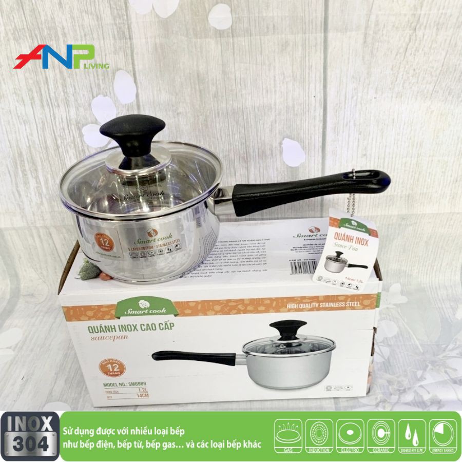 Quánh Nồi Bột  Inox 304 5 lớp đáy từ SMARTCOOK El6989  14cm