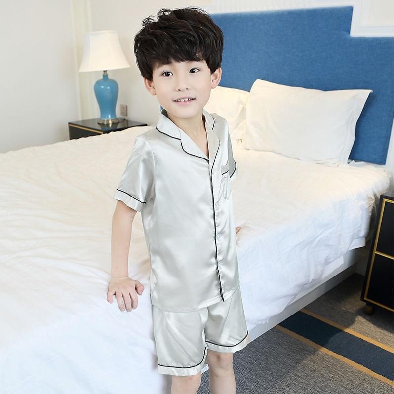 Bộ Đồ Ngủ 2 Món Áo Tay Dài + Quần Dài Màu Sắc Đơn Giản Dành Cho Bé 4-10 Tuổi