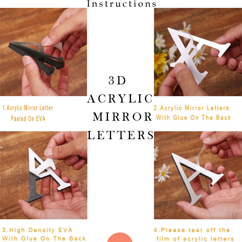 Bộ 26 Chữ Cái Tráng Gương 3D Tự Dính Trang Trí Nhà Cửa diy
