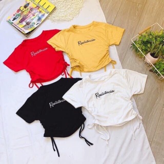 Áo croptop dây rút hai bên Ré ( chữ thêu )