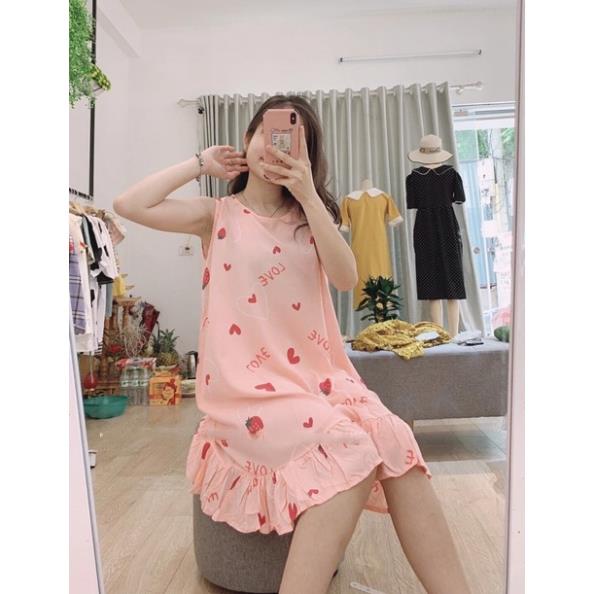 Váy lanh bầu Sát Nách, dáng suông, mặc nhà Mùa HÈ cho bà bầu -TKUTRANG270