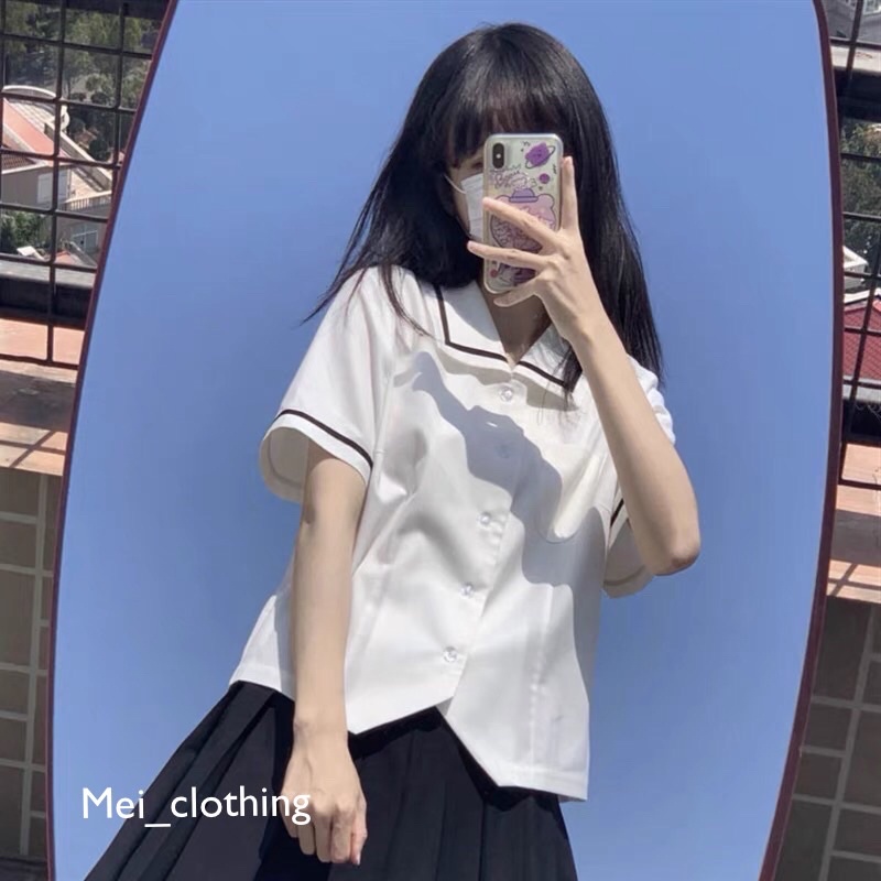 [Ảnh thật/video] Áo sơmi dáng ngắn cộc tay chất đũi mặc ĐI HỌC