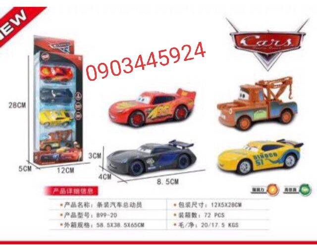 Set 4 xe ô tô Lightning McQueen bằng sắt có Ảnh Thật