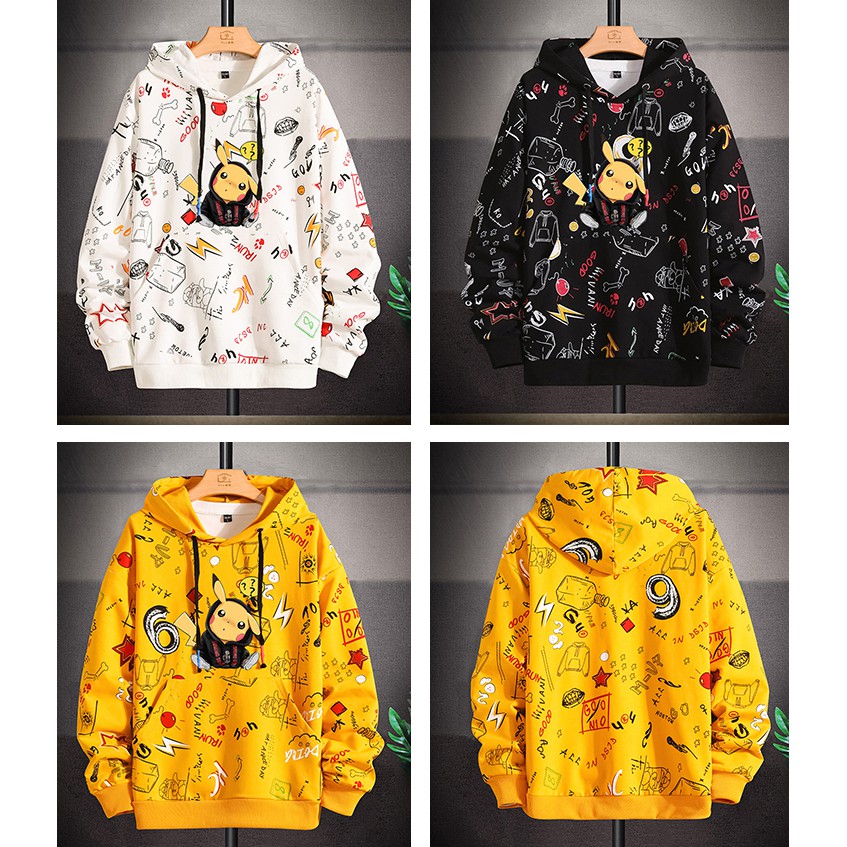 Áo hoodie pikachu siêu đẹp, chất nỉ bông dày, in tràn cho nam nữ | BigBuy360 - bigbuy360.vn