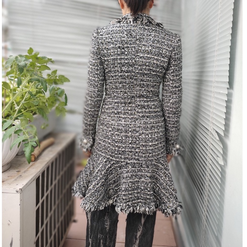 Áo khoác Măng tô Dạ Tweed Hàn second-hand, áo mangto, Trench coat- Đồ Si Bon MT4