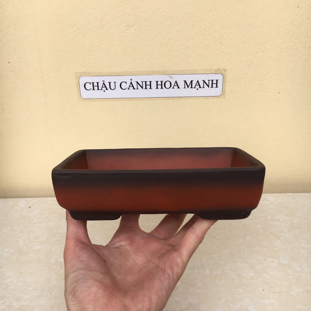 Chậu Chữ nhật bonsai sen đá mini đất nung màu đỏ gốm Bát tràng 1 size SP435