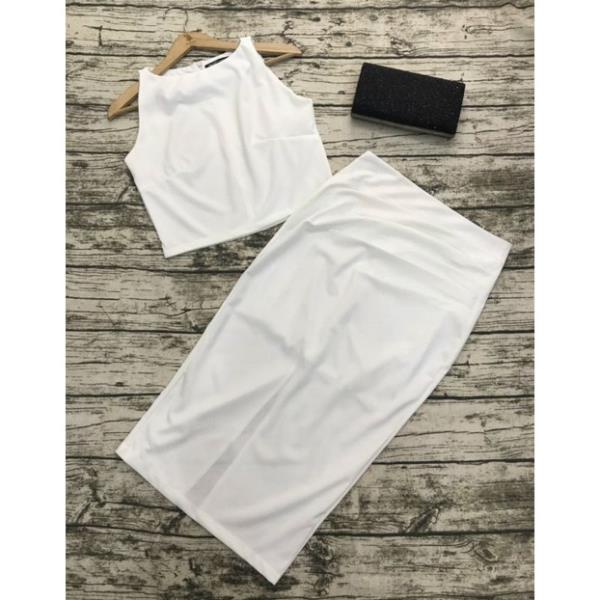 Set bộ nữ áo croptop kèm chân váy ôm, sét đồ thời trang cotton lụa sang chảnh - DTH