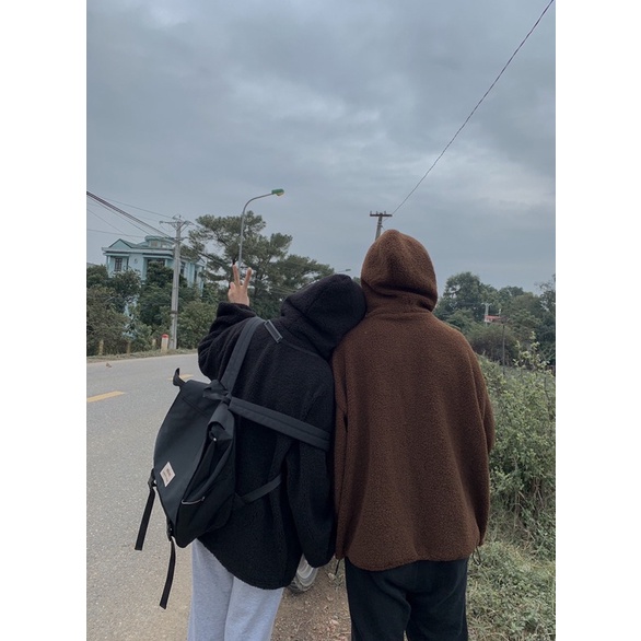 ÁO HOODIE LÔNG CỪU TRƠN COUPLE SIÊU ĐÁNG YÊU FREESIZE