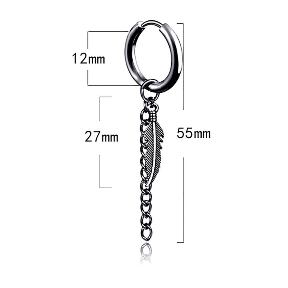 Khuyên tai dạng vòng phối tua rua hình lá cây thời trang cá tính dành cho cả nam và nữ