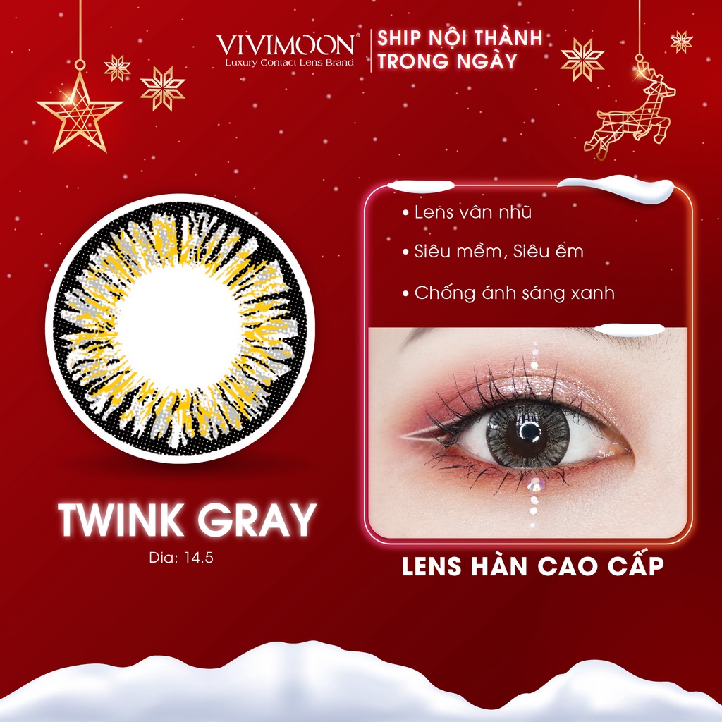 Lens Cận Xám Lạnh Vân Nhũ Hàn Quốc VIVIMOON Twink Gray14.5mm